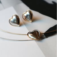 【nikori】　metal heart 　silver top × gold　 pierce / earring