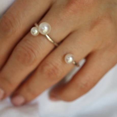 【Paw】tow finger pearl ring