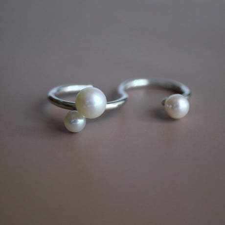 【Paw】tow finger pearl ring