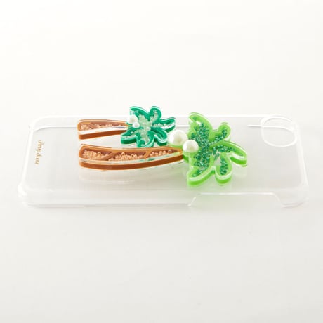【iPhoneX,XS,7-8plus,6-8対応】ヤシの木ビーズ  iPhoneケース