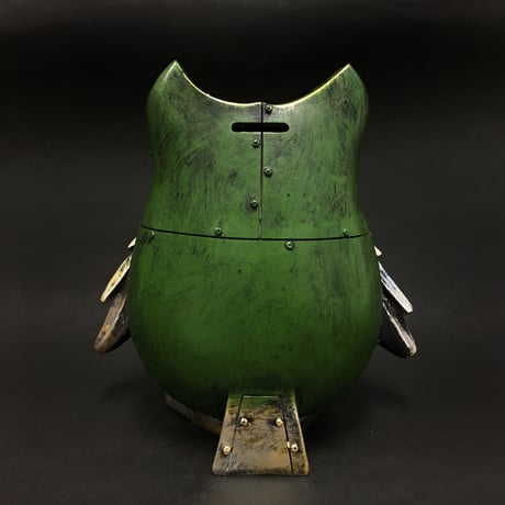 機械梟の貯金箱　緑・赤