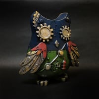 機械梟の貯金箱　青・緑