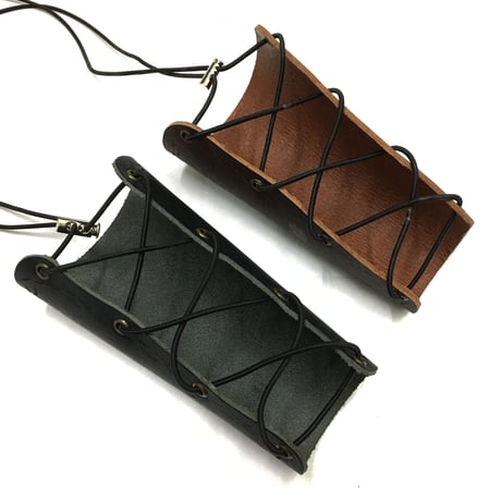 【ブラック・ブラウン】本革製篭手　leather wrist strap