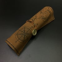 レザー製航海図風　筆入れ　ペンケース