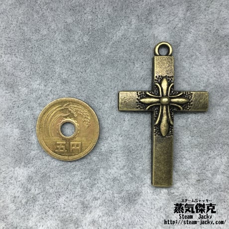 『銅十字』２点セット　金属素材　縦5ｃｍ　x　横3ｍｍ