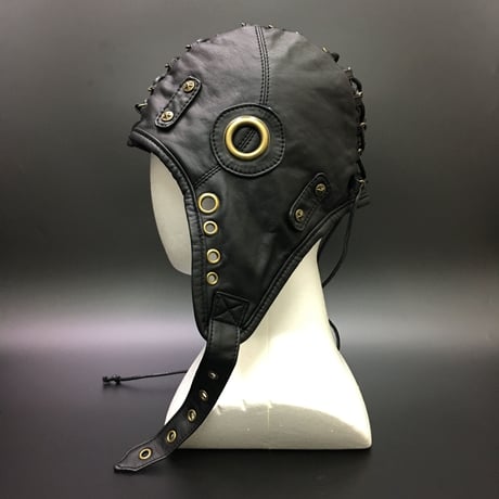 飛行帽風レザー製帽子