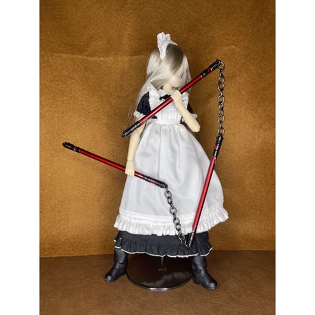 『三節棍』全長40cm三節棍　金属製スケール模型  s-020