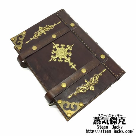 【A7サイズ】魔導書風手帳　革製ページ式ポーチ付き