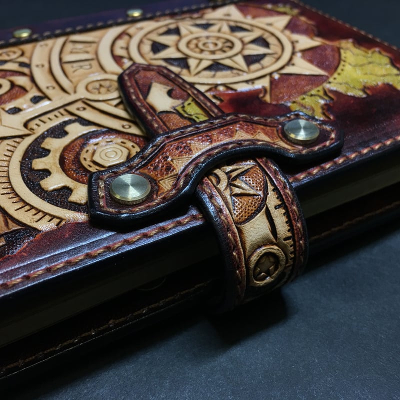 歯車の書』錬金術魔導書風手帳 革製表紙 収納ポーチ付き スチーム
