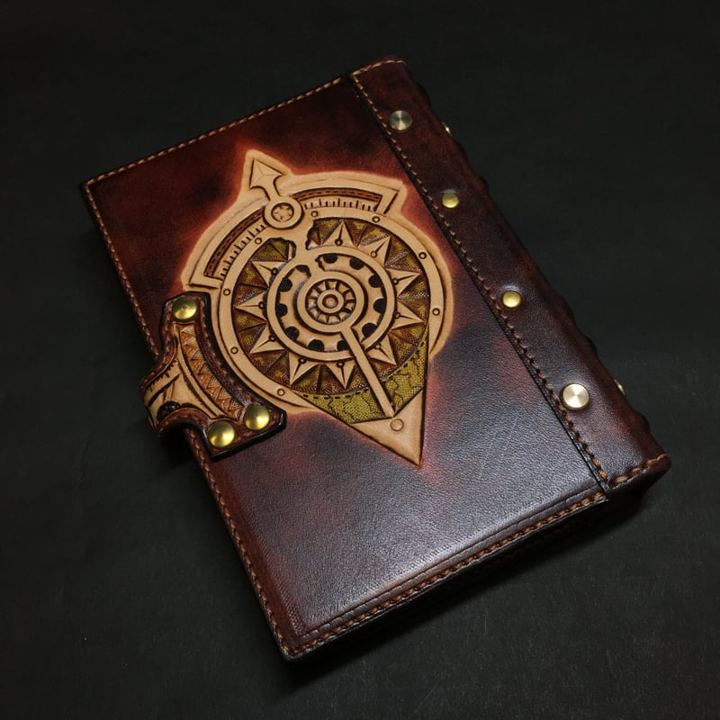 歯車の書』錬金術魔導書風手帳 革製表紙 収納ポーチ付き