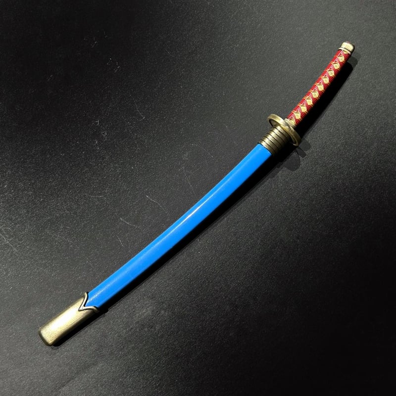 MDD用武具】青い日本刀・1/4スケール・約25cm・金属製スケール