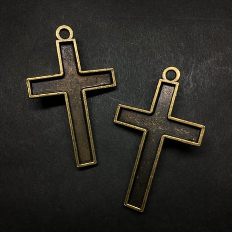 『銅十字』２点セット　金属素材　縦5ｃｍ　x　横3ｍｍ
