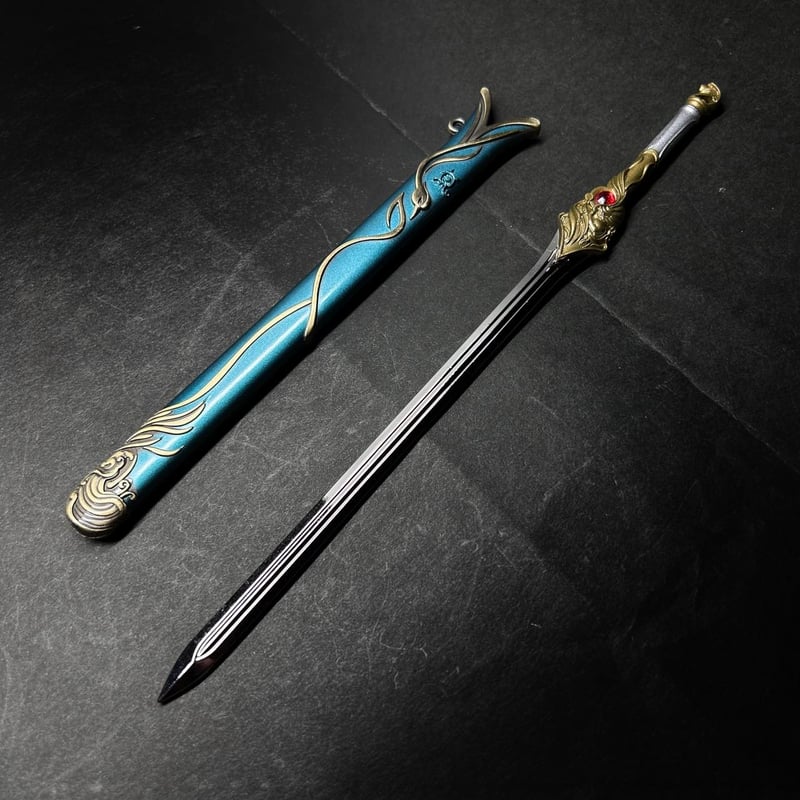 黒緑ケンジキングダム　スリーブ付き 玄風』約22㎝ 長剣 金属製スケール模型 | ジャッキーの隠れ家