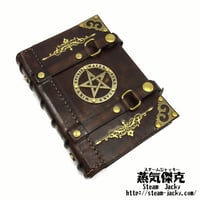 【A7サイズ】魔導書風手帳　革製ページ式ポーチ付き