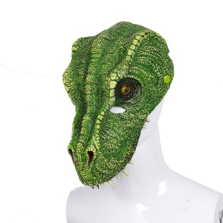 『お手軽、緑の恐竜マスク』