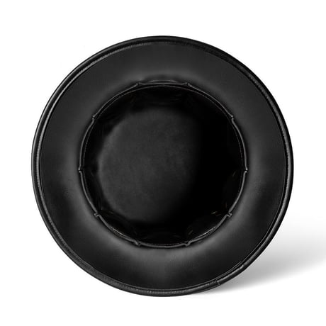 革と釘の黒い紳士礼帽　レザーハット