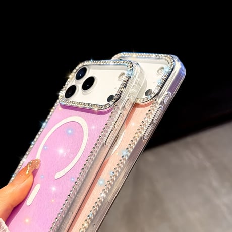 キラキラMagSafe対応 iPhone17/17Proケース  ジュエリライン iPhone16/15PromaX/14カバー 透明黄ばまない 美しい輝く [M5861]