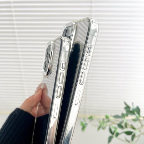 ショルダーストラップ付 ミラーiPhone15/15proケース  丈夫 iPhone14pro/13/12カバー シンプル風 高機能[M4010]