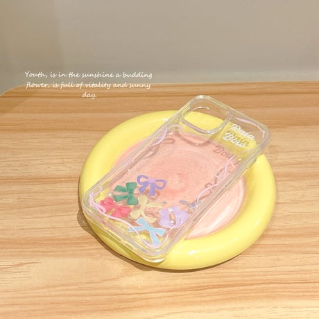 動くリボン iphone15pro/14/13proケース  黄ばまないクリア iphone12promax/11カバー  可愛い ガールズに人気[M4435]