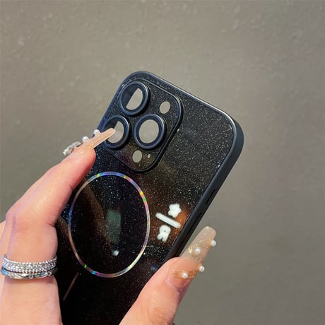 キラキラ iPhone16Pro/16plusケース 耐衝撃 Magsafe対応 iPhone15promax/14/13proカバー 高級感 全面保護 贅沢 存在感抜群[M5411]
