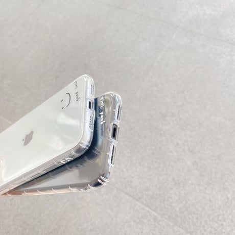 さりげないお揃い iphone13mini/14proクリアケース  笑顔 iphone12/11promaxケース   耐衝撃 シンプル M1063