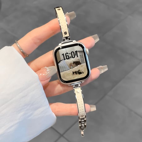 レザーとメタル AppleWatchバンド 高級感 上品アップルウォッチバンド Series11/10/9 8 7 6 5 4  3 2 SE3 SE2 Ultra3 セレブ愛用[M6368]
