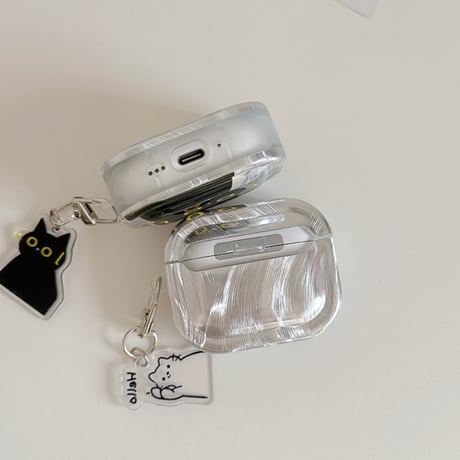 猫ちゃん AirpodsPro3ケース  ペアお揃い Airpods4/3カバー pro2/Pro1ケース 可愛いキーホルダー付 シェル風[M6415]