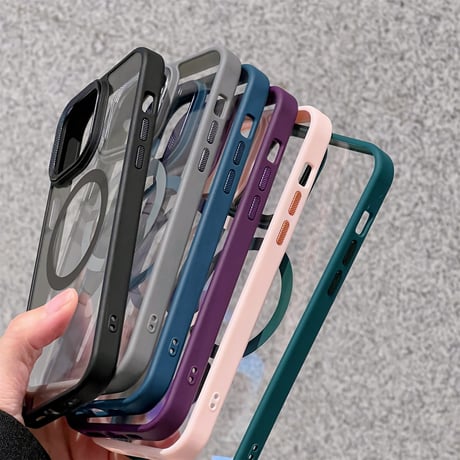 MagSafe対応 iPhone15Pro/15Plusケース シンプル iPhone14/13Proクリアカバー お揃い 持ち運びやすい[M3892]