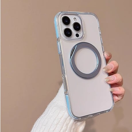 MagSafeリングスタンド iPhone16Pro/16ケース 透明 iPhone15Pro/14Pro/13ケース 多機能品質よい 四角耐衝撃[M5178]