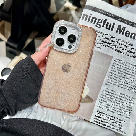 女子力アップ アイフォン15プロ/15プロマックスケース キラキララメ入り iPhone14pro/13promaxカバー 高級感 [M4285]