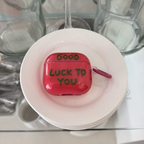 Good Luck to you AirPodsPro3/Pro2ケース チェリーカラー  AirPods4/3ケースカラビナ付き ギフトにおすすめ [M6716]