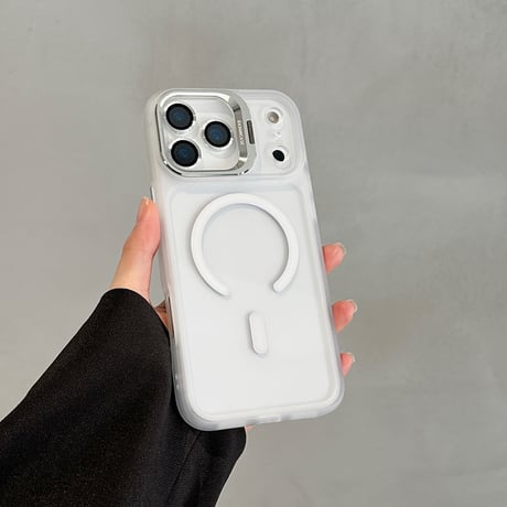 隠れ金属スタンド付 iPhone17ProMax/17ケース レンズフィルム付き iPhone17Pro/Air/16ケース MagSafe対応 高品質高級感 [M5973]