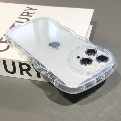滑りにくい透明 iphone14plus/13proケース  ハート型カメラレンズ アイフォン12/11カバー  波紋枠 可愛い[M2178]