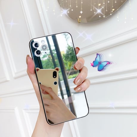 鏡面iphone12pro/12miniケース ミラーiphoneXS/11proケース ガラススマホケース おしゃれさんむけ 化粧かがみアイフォンSEケース GIRLS M81