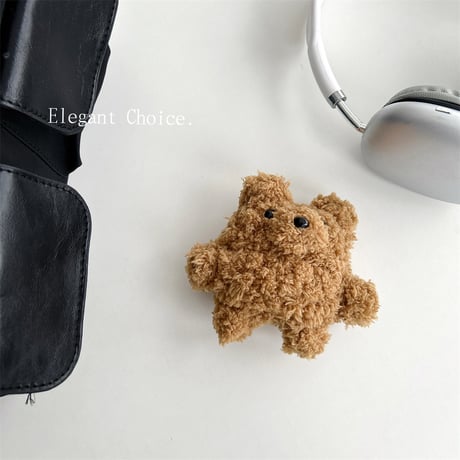 ふもふも熊ちゃん Airpods 4ケース めっちゃ可愛い AirpodsPro2カバー Airpods3/2  耐久性 ギフトにおすすめ [M4734]