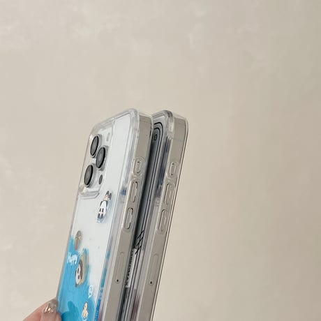 動くパンダ/アップル iPhone15/15proケース 液体入り アイフォン14プロ/13/12mini/11カバー 面白いギフト[M4544]