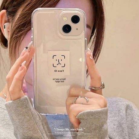 FACE ID iphone14/14promaxケース  高透明艶あり  iphone13/12/11/XRカバー  高品質  面白い シンプル風 ギフトにおすすめ [M2244]