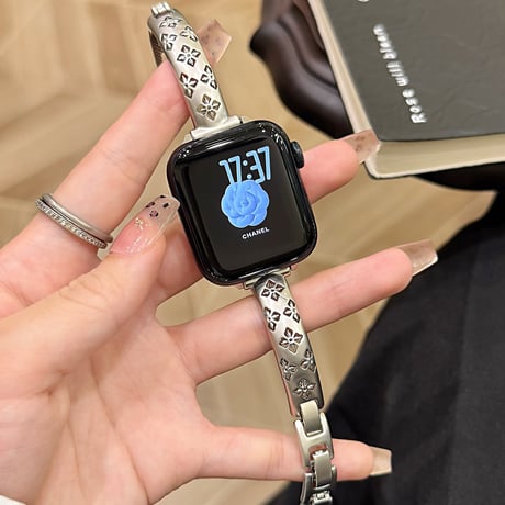 メタルブレスレット風  AppleWatchバンド 高級感ウォッチバンド ベルト Series 11/10/9/8 SE3/2  Ultra3/2/1 透かし彫り[M6231]