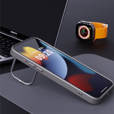 指紋防止 Magsafeスタンド iPhone15pro/15promaxケース 強化ガラスレンズフィルム iphone14Pro/13/12ケース 高品質耐衝撃[M3750]
