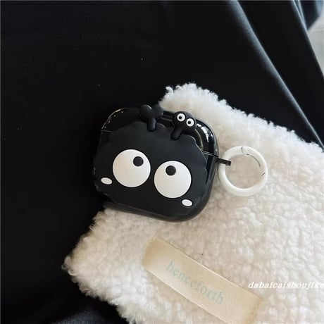 モンスター Airpods第四世代ケース ギフトにおすすめ Airpodspro2/proカバー  Airpods3/2 リング付 ブラック 可愛い[M5047]