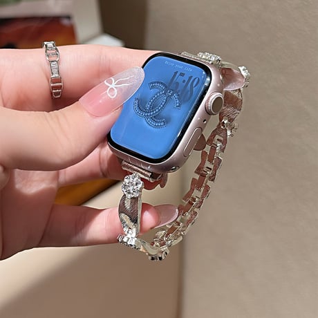 高級感 Apple Watch10/9 バンド Ultra series8 7 6 5 4  3 2 SE SE2 ジュエリー花 アップルウォッチベルト 大人ファッション エレガント[M5183]