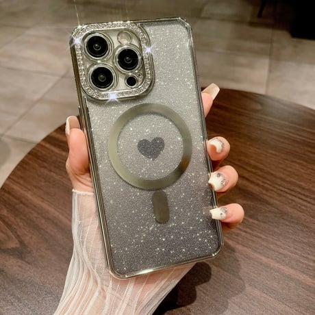 ストーンサイド iPhone15pro/15promaxカバー ハート柄 magsafe対応 iPhone14pro/13/12ケース グラデーションカラー [M4342]