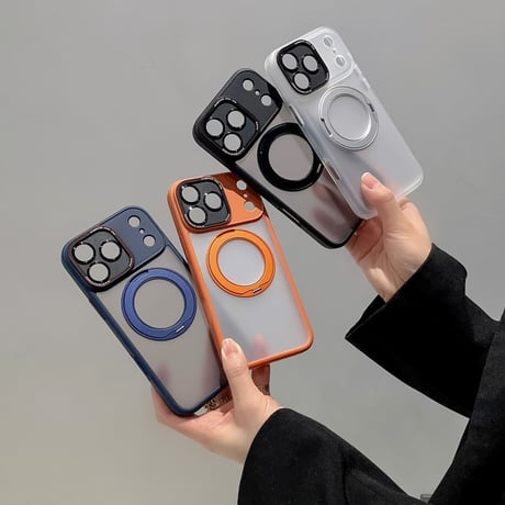 高品質指紋防止 iPhone17ProMax/17Proケース MagSafeリングスタンド iPhone17P/Air/16ProMaxケース カメラカバー付 耐衝撃[M5949]