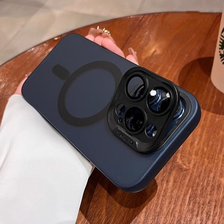 カメラカバースタンド一体型 iPhone15pro/15promaxケース MagSafe対応 指紋防止 iPhone14/13/12カバー シンプル風[M3612]