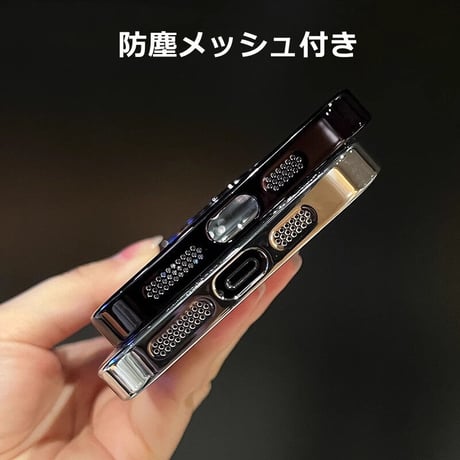 Magsafe対応 iPhone15/15proケース スタンド オシャレ アイフォン14/13proカバー レンズフイルム付 キラキララメ入り [M3620]