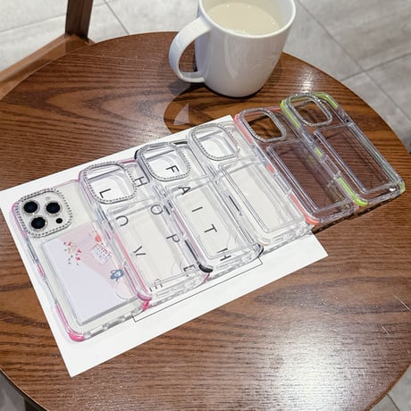 ジュエリー カード収納 iPhone16Pro/16ケース クリア iPhone15pro/14pro/13カバー シンプル風 おしゃれ 丈夫 [M5170]