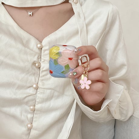 オシャレ Airpods 4ケース 花柄 Airpods3/Pro2ケース airpodsproカバー キーホルダー付 頑丈[M5106]