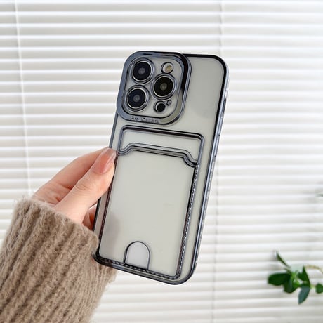 ICカードポケット iPhone14pro/14promaxケース メッキ クリアアイフォン13/12/11proカバー 高級感 実用 使いやすい [M2390]