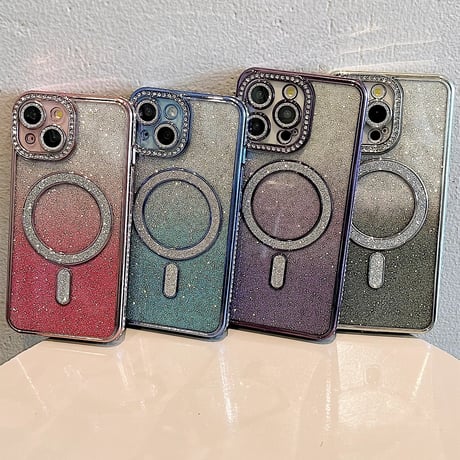 ジュエリー Magsafe対応 iPhone15/15proケース キラキラインナーシール付 iphone 14/13/12カバー きれい[M3857]
