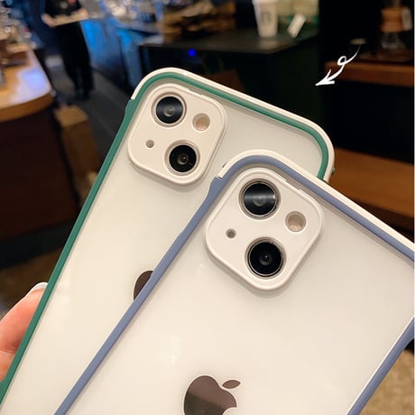 耐衝撃透明 iphone13mini/13promaxケース  カラー枠カメラレンズ保護 iphone11/12カバー  頑丈 シンプル M1069